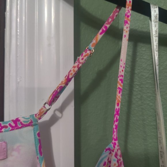 VEUC Sz M Lilly Pulitzer Sea Silk Dusk dress - Hot Pink, Turquoise, Coral, White - Picture 10 of 11